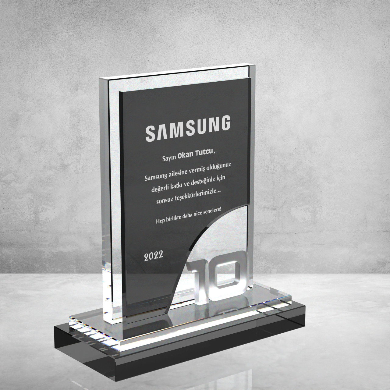 PB890 Füme Camlı Kristal Plaket