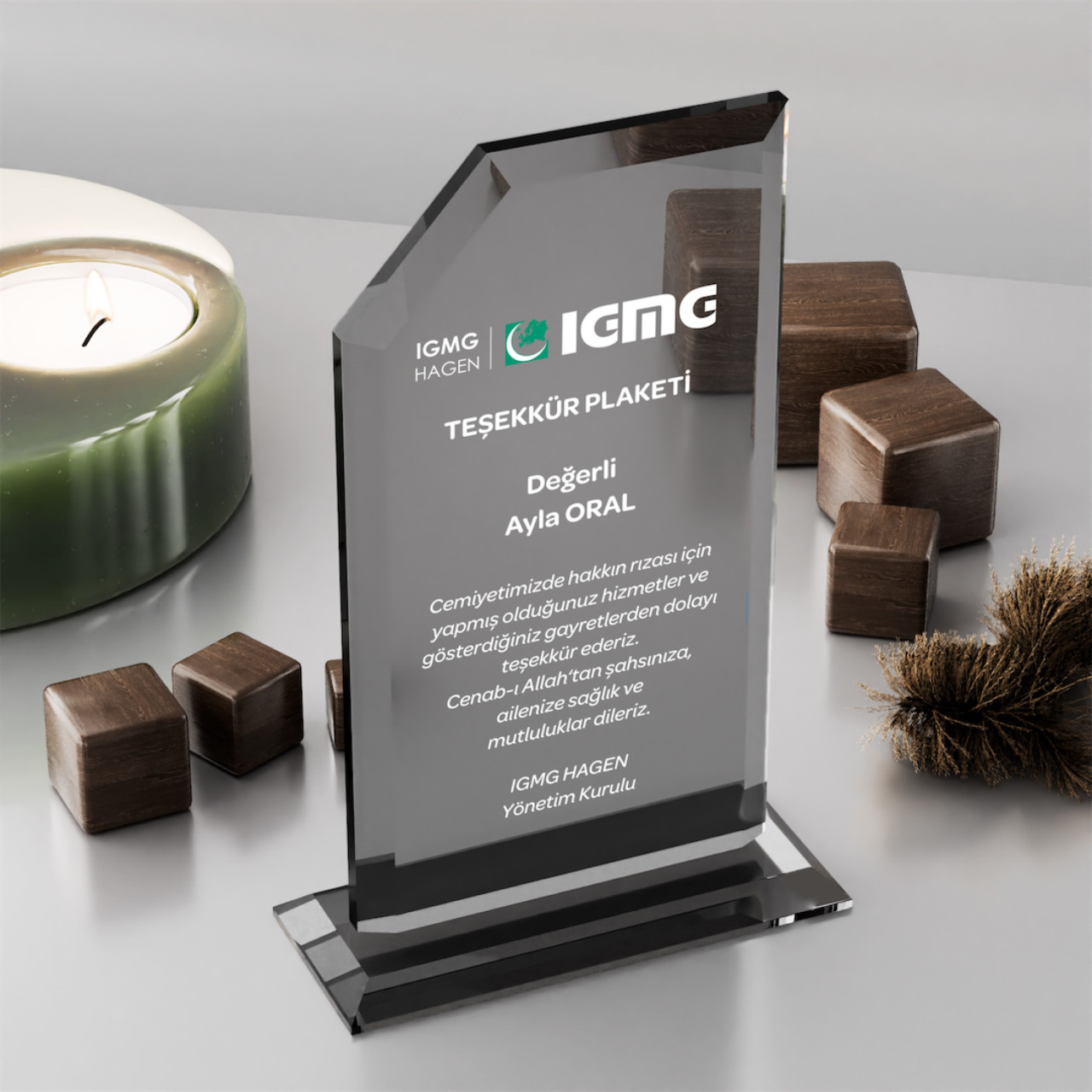 PB304-Füme Kristal Plaket