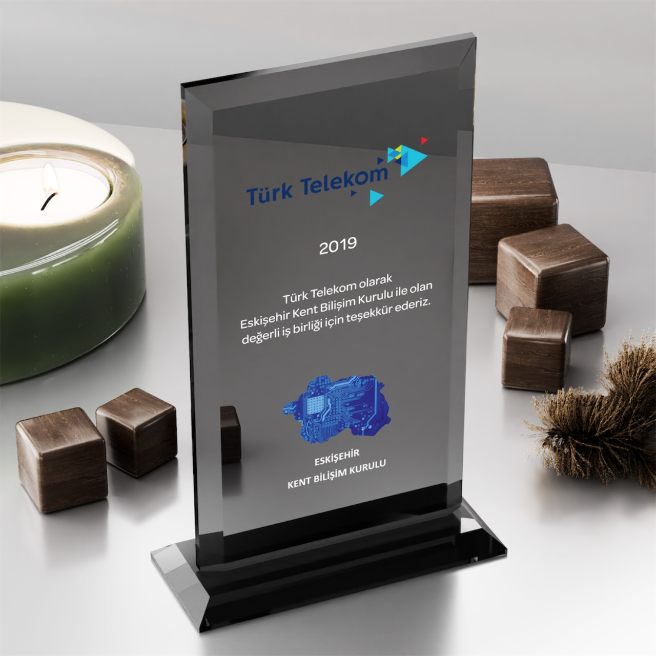 PB-3001-Füme Kristal Plaket