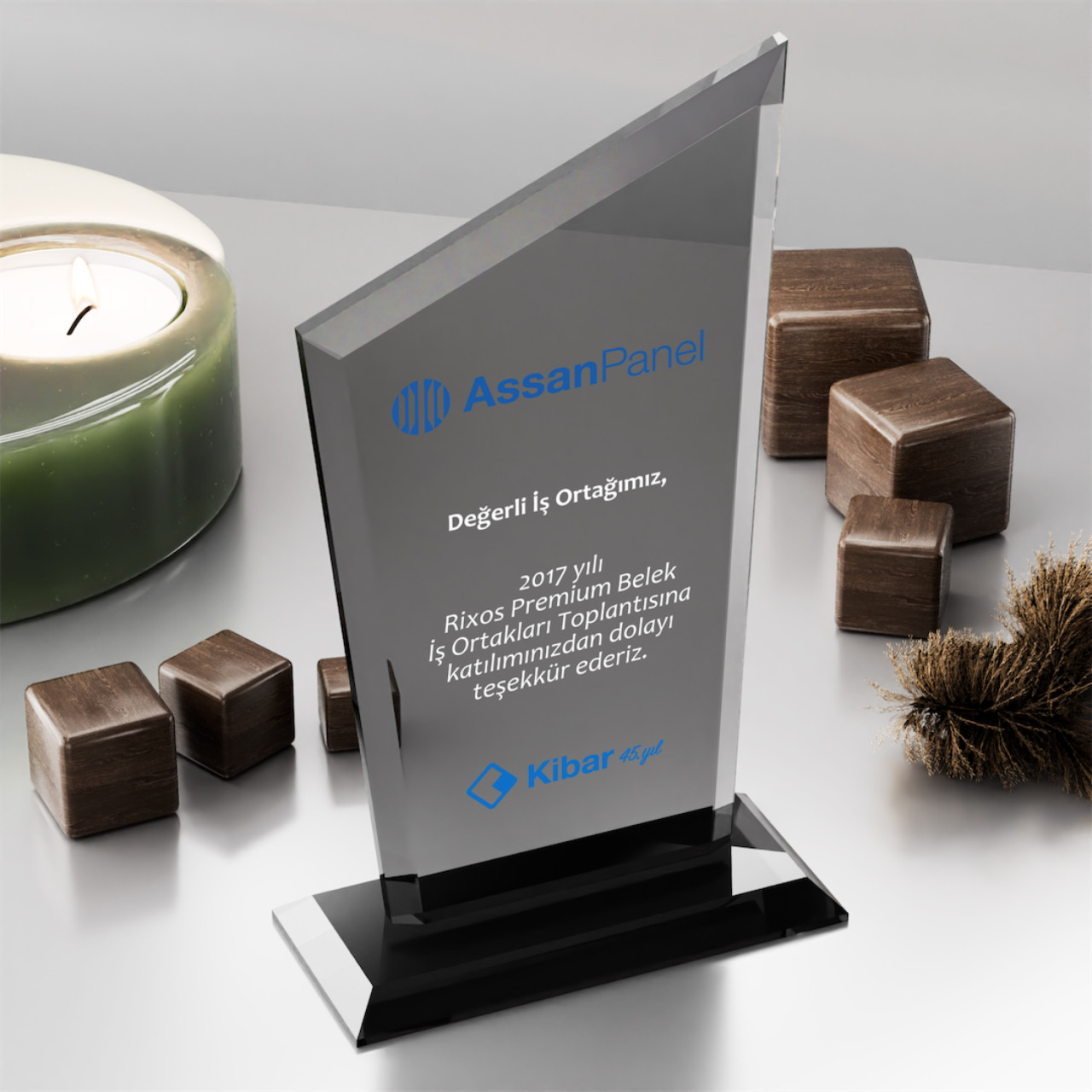 PB3004-Füme Kristal Plaket