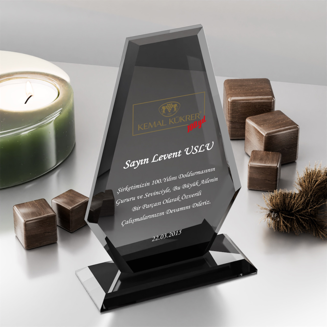 PB301-Füme Kristal Plaket