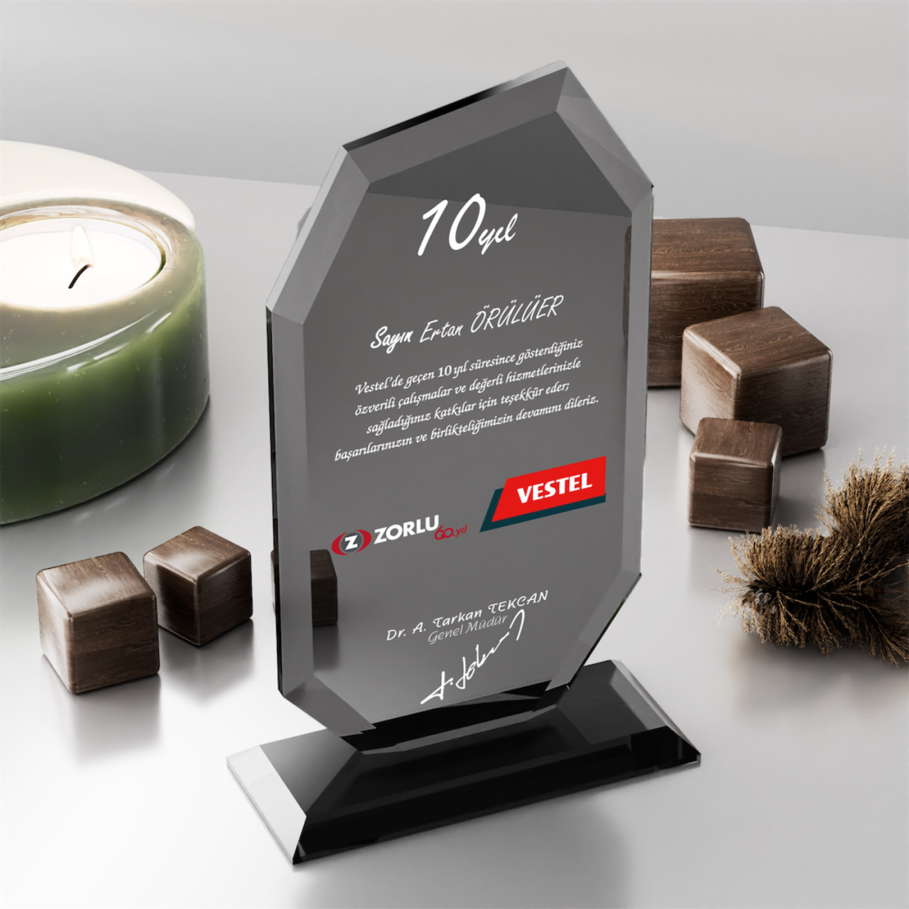 PB302-Füme Kristal Plaket